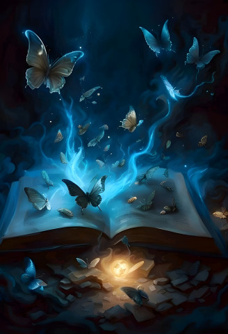 Сонмы волшебных бабочек вылетают из книги